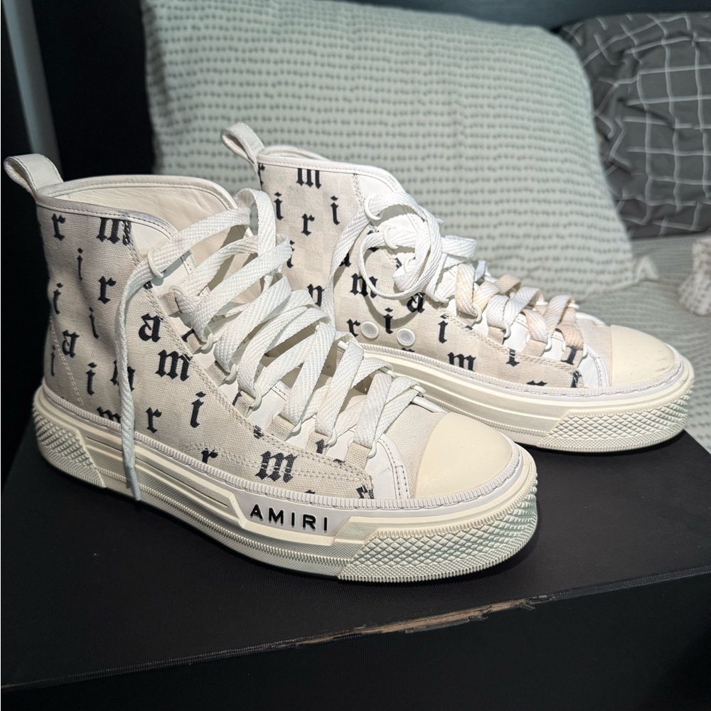 AMIRI men High-Top Sneakers - Cream and Black
